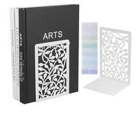 1 Pares Sujetalibros, Sujetalibros de metal blanco, Sujeta Libros de Metal, Apoya Libros Estanteria Blanco para Oficina, Escuelas, Biblioteca, Soporte Libros con 1 etiqueta adhesiva