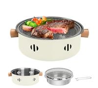 1 parrilla de carbón para barbacoa, mini estante multifuncional sin humo, juego de barbacoa redonda de carbón para acampar al aire libre para reuniones familiares y fiestas de barbacoa, accesorios de