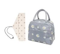1 -Part Daisy -Solation Bag Y 1 -WITT Triangle De Bolsas para Comer, Bolsa De Bento Portátil, Bolsa De Lonchera Aislada Térmicamente, Bolsa De Mesa Portátil Y Bolsa De Palo.