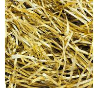 1 Parte de rafia, Virutas de papel dorado, relleno de regalos, materiales para envolver regalos, restos de papel triturado, relleno de embalaje, papel decorativo (100 g, dorado)