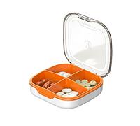 1 pastillero, organizador de medicamentos para bolso, estuche diario de vitamina 4 días para viajes, PC+PP lindo suplemento semanal cápsula pequeño portatil gomitas portátil, color blanco naranja
