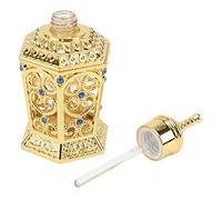 1 Pc Botella De Aromaterapia Botella De Líquido Perfume Egipcio Terrarium Envase De Perfume De Metal Fragancia De Vidrio Aceite Esencial Pulverizador Piedra Coloreada Artificial