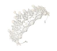 1 Pc de novia de perlas diadema princesa boda retra tocado de perlas fuente coronas de boda tiaras tocados bisuteria mujer femenino diadema con estilo Circón Silver NOLITOY