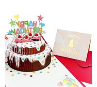 1 Pc Pop Up Birthday Card Con 1 Tarjeta De Felicitación Escrita A Mano Rosa, Tarjeta De Pastel De Fresa De Color, Tarjeta De Feliz Cumpleaños 3d Estereoscópica, Ideal Para Enviar A La Familia, Amigos