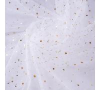 1 PC Tela Tul con Lentejuelas de Estrellas 170 X 190 cm, Chispeante para Manualidades, Tutu, Decoraciones de Bodas y Eventos, Tela de Tul Purpurina para Artesanía (Blanco)
