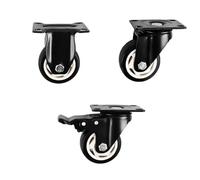 1 Pcs 3 Inch Medium-Sized Industrial White Core Black Diamond Wheel Trolley Machine Equipment PVC Universal Brake(Universal Wheel_3 Inch)