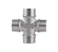 1 PCS 304 Stainless Steel DN8 10 15 DN20 25 32 40 50 1/2" BSP Female Male Thread 4 Way Equal For Water Gas And Oil Cross Pipe Fittings(Male,1-1/2")