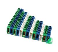 1 PCS Azul Blanco Verde Puente Diseño Línea Cero 4-12 Polo Tornillo Latón Cobre Tira de Conexión a Tierra Conector de Bloque de Terminales Tierra y Neutro(WHITE,10P)