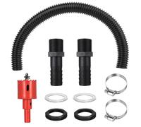 1 Pcs Conectores para Bajantes de Agua, 25 mm Conectores para Manguera, 2 kit de conexión para conectar depósitos + 1 50 cm manguera, 2 juntas, 2 abrazaderas, 2 tuercas y 1 sierra de corona