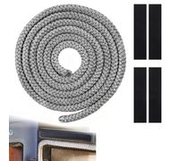 1 Pcs Cordón de Sellado Hornos Ø 10 mm x 2 m,con 4pcs Cinta Final,Junta Refractaria Chimenea,Tira de Sellado Resistente Calor,Línea de Sellado Fibra de Vidrio,para Parrilla,Tuberías-Gris