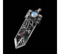 1 PCS Espada de cristal de roca natural plateada plateada con forma pequeña de amatistas colgantes