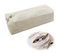 1 pcs Estuche de lápices de Tela de Pana, Bolsa de papelería, Aplicable a Material Escolar Versátil para Estudiantes y Trabajadores de Oficina (Beige)