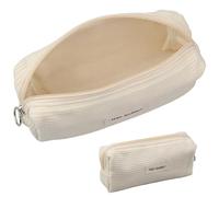 1 Pcs Estuche para Lápices de Pana,Estuche Escolar,Bolsa de Papelería,Bolsa de Maquillaje,Estuche de Papelería,Organizador de Lápices de Pana para Escolar,Oficina,Estudiantes(Blanco)