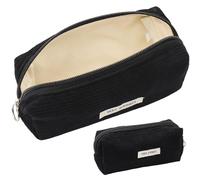 1 Pcs Estuche para Lápices de Pana,Estuche Escolar,Bolsa de Papelería,Bolsa de Maquillaje,Estuche de Papelería,Organizador de Lápices de Pana para Escolar,Oficina,Estudiantes(Negro)