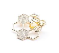 1 Pcs Honeycomb Bee Brooch Women Alloy Sweater Pin Stylish Clothing Clip for Lady Girls