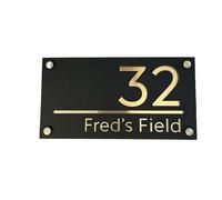 1 Pcs Large External House Numbers Sign Modern Residential Number Plate 3D Acrylic(Black gold,18x35cm(7x13.8in))