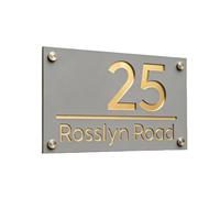 1 Pcs Large External House Numbers Sign Modern Residential Number Plate 3D Acrylic(Gray and gold,15x28cm(5.9x11in))