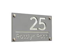 1 Pcs Large External House Numbers Sign Modern Residential Number Plate 3D Acrylic(Gray and silver,20x40cm(7.9x15.7in))