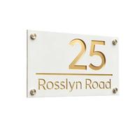 1 Pcs Large External House Numbers Sign Modern Residential Number Plate 3D Acrylic(White Gold,18x35cm(7x13.8in))