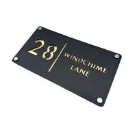 1 Pcs Outdoor House Number Plates Home Address Names Hotel Apartment 3D Acrylic(Black gold,15x28cm(5.9x11in))