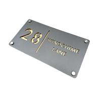 1 Pcs Outdoor House Number Plates Home Address Names Hotel Apartment 3D Acrylic(Gray and gold,22x45cm(8.7x17.7in))
