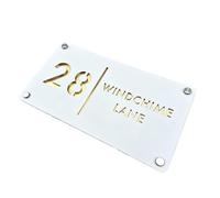 1 Pcs Outdoor House Number Plates Home Address Names Hotel Apartment 3D Acrylic(White Gold,15x28cm(5.9x11in))