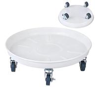 1 PCS Plant Trays for Pots, Plant Pot Saucer with Wheels, Metal Drip Tray Round for Decoration and Transporting Large Potted(White,33 cm/13 in)