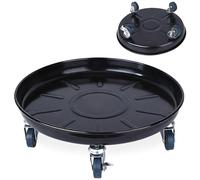 1 PCS Plant Trays for Pots, Plant Pot Saucer with Wheels, Metal Drip Tray Round for Decoration and Transporting Large Potted(Black,37 cm/15 in)