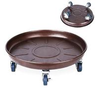 1 PCS Plant Trays for Pots, Plant Pot Saucer with Wheels, Metal Drip Tray Round for Decoration and Transporting Large Potted(Brown,37 cm/15 in)
