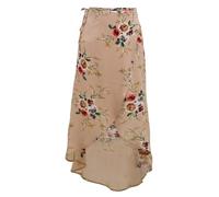1 PCS Sommer Strand Röcke Für Frauen Bohemian Lace Up Blumen Druck Flowy Langen Rock Weibliche Lose Split Boho Rock (Beige, L)