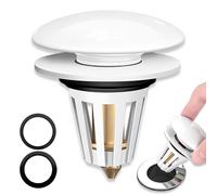 1 Pcs Tapón de Lavabo Universal Pop Up,Rejilla antiobstrucción tapón, Latón Filtro Antiobstrucción, Cerámica Tapón de Desagüe, Adecuado para lavabos, baños y lavabos de Cocina (33-40 mm Blanco).