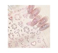 1 pcs Valentines 5D Embossed Nail Art Stickers Romantic Rose Gold Nail Decals Self Adhesive Bronzing Bow Heart Nail Stickers Valentine's Pink Nail Des