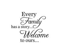 1 pegatina de pared con texto en inglés "Every Family Has A Story", decoración para el hogar, extraíble, duradera, diseño atractivo