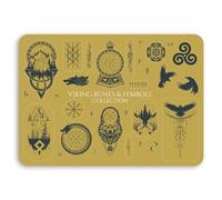 1 pegatina de vinilo A4 con símbolos vikingos dorados, runas, pagano, cuervo, lobo, espiritual, Thor, atrapasueños, #70828