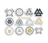 1 pegatina de vinilo con símbolos vikingos A4, runas mágicas, martillo nórdico pagano, calcomanía espiritual de Thor #70830