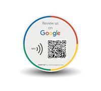 1 pegatina Google Redonda QR y NFC | Valoraciones en 1 Clic | Aumenta reseñas en Google de tu Negocio | con QR dinámico reutilizable | Para pegar en mostrador pared ventana de tu establecimiento