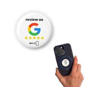 1 pegatina "Review us" on Google NFC, 3 cm de diámetro, obtén más reviews al instante con un solo toque, reutilizable y reprogramable, ideal para pequeños puntos de contacto de negocios y clientes
