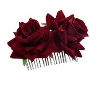 1 peine de color rosa de franela, peine para el pelo, peine para el pelo, peine para el pelo, peine para el pelo de rosa, elegante peine francés para mujer, regalo de novia, rojo vino