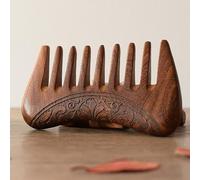 1 peine de madera de sándalo natural con dientes anchos