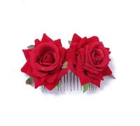 1 peine de pelo de rosa para mujer, guirnalda de rosas, diadema de rosas artificiales, tocado para novia, peinetas para el pelo, para bodas, carnaval, fiestas, banquetes, bailes, color rojo