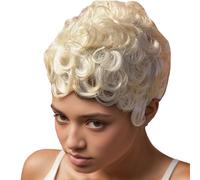 1 peluca corta y rizada, cabello humano de aspecto natural, peluca rubia corta y rizada para uso diario, cosplay, conciertos, fiestas temáticas, citas.