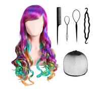 1 Peluca De Color, 1 Red De Cabello Y 4 Horquillas, Accesorios De Juego De Roles, Pelucas De Fiesta, Pelucas De Personalidad Creativa.