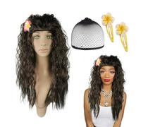 1 Peluca Ondulada, 1 Red Tejida, 2 Horquillas, Cabello Largo Rizado De Moda, Accesorios De Rol, Decoración De Disfraces.