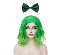 1 Peluca Verde Con 1 Corbata De Lazo, Cabello Rizado Falso De Las Mujeres, Peluca De Moda Y Personalizada, Accesorios Para El Juego De Roles.