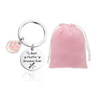 1 Peluquero para Mascotas Y 1 Bolsa De Almacenamiento, Llavero Llavero con Forma De Pata De Perro, Llavero De Acero Inoxidable Grabado