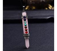 1 péndulo de punta de lápiz de piedra natural para radiestesia 7 varita de chakra colgante de cristal de cuarzo péndulo meditación regalo espiritual-cuarzo rosa