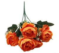 1 peonías artificiales artificiales para boda y uso doméstico, flores de seda con textura natural adecuadas para ramos de boda, centros de mesa y exhibiciones florales (naranja)