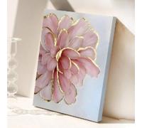 1 pezzo di fiori di peonia rosa con accenti dorati su tela, dipinti da parete moderni nordici per la stanza del soggiorno, decorazione per la casa, struttura 60x80 cm