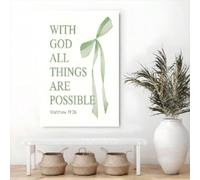 1 pezzo di poster con versetti della Bibbia con nastro verde, stile arte religiosa, dipinti su tela per camera da letto, soggiorno, arredamento 70x110 cm senza cornice
