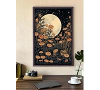 1 pezzo di stampa artistica da parete vintage con luna e fiori, stampa floreale eterea e celeste, poster su tela estetico mistico, 50x70 cm, senza cornice